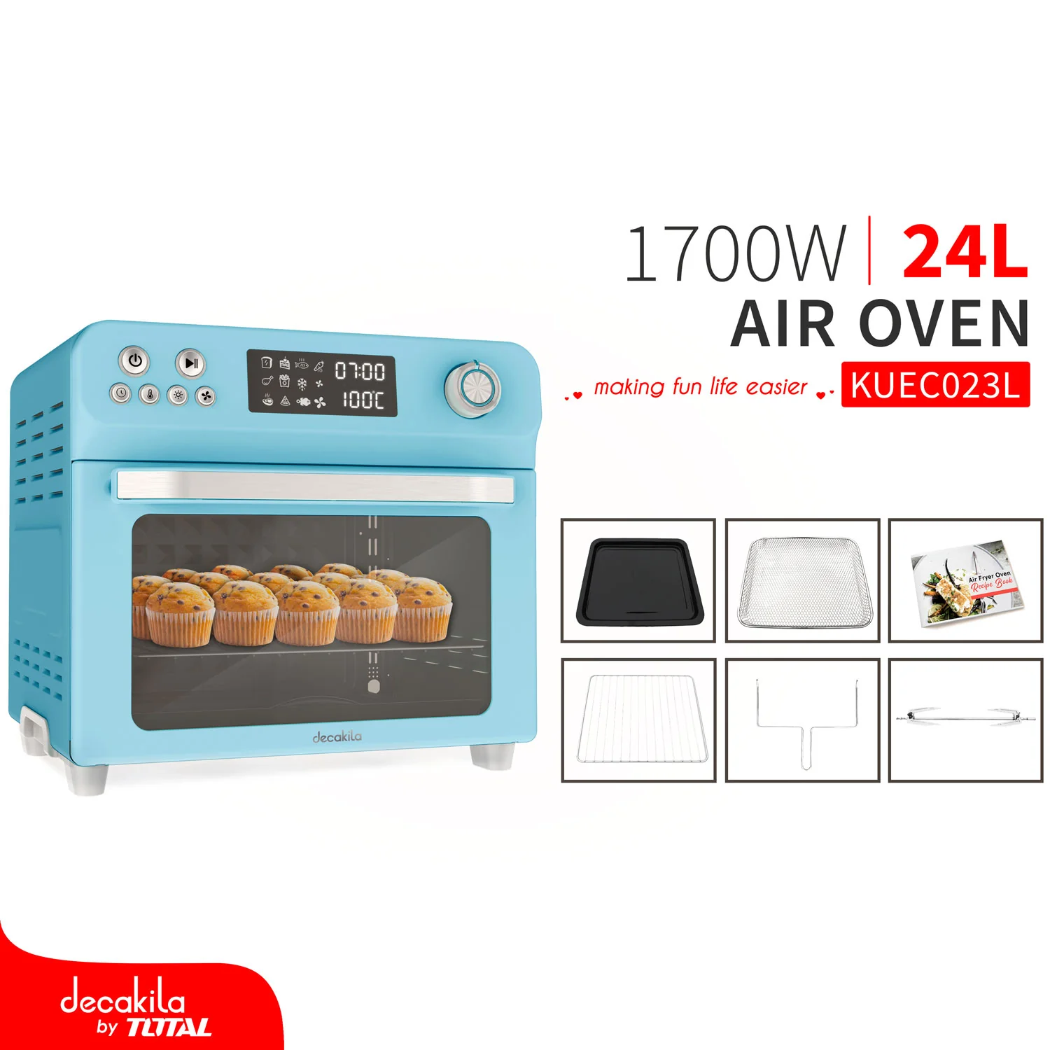 Horno De Aire / Freidora De Aire, Pantalla LED, 24L, 1700W, 120V/60Hz - Image 3