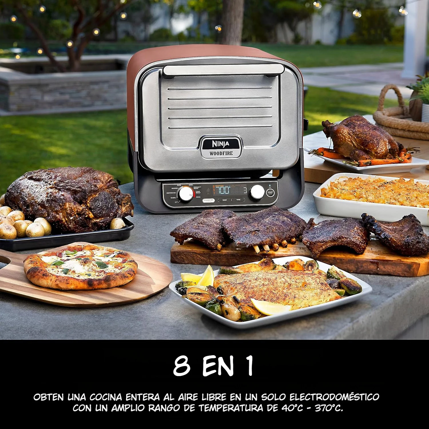 Horno De Exteriores 8 En 1 Ninja Woodfire Outdoor. Asador Ahumador OO101. - Image 2