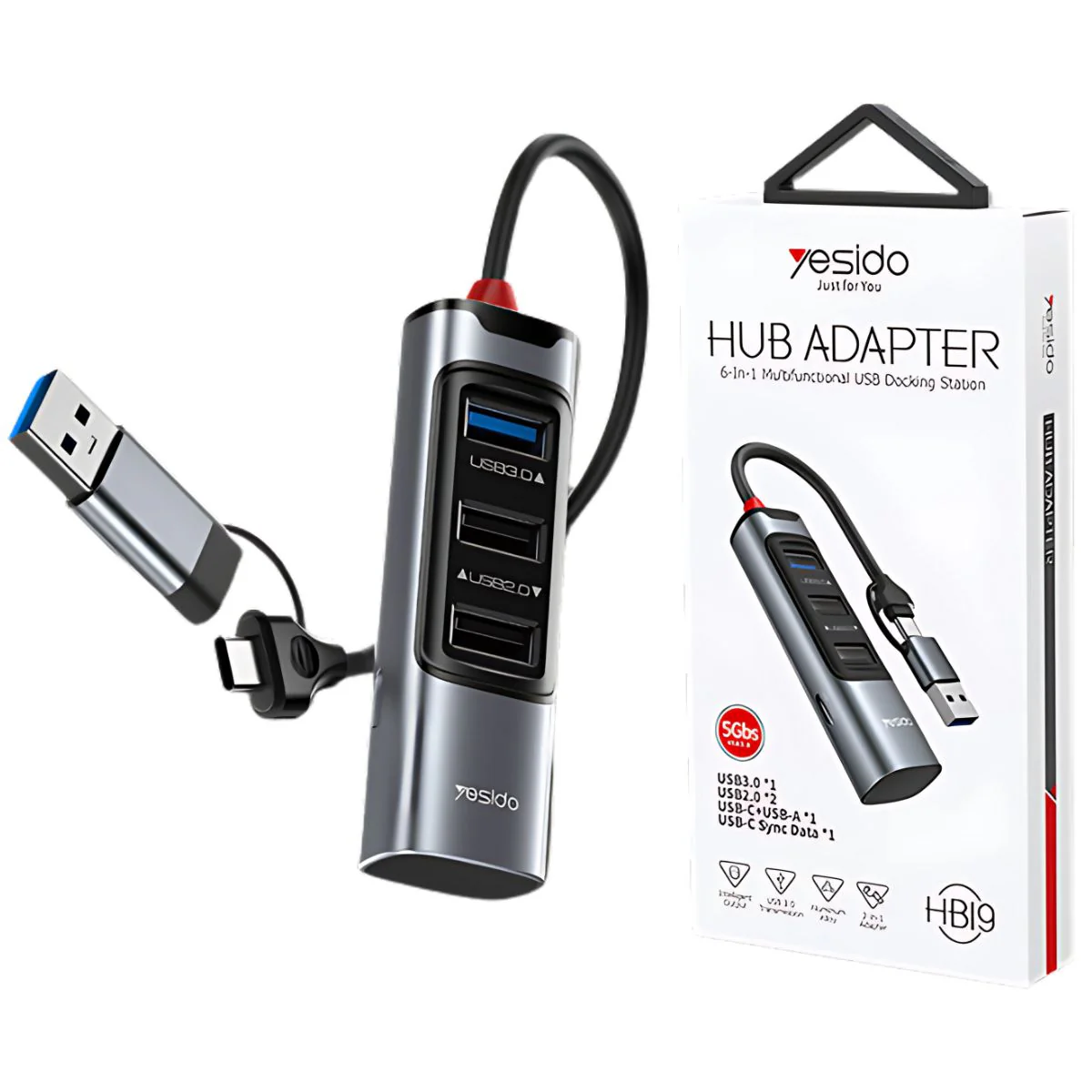 Hub USB 6 En 1 Multifuncional. Adaptador De Alta Velocidad Con Puertos USB-C, 3.0 Y 2.0 - Image 4
