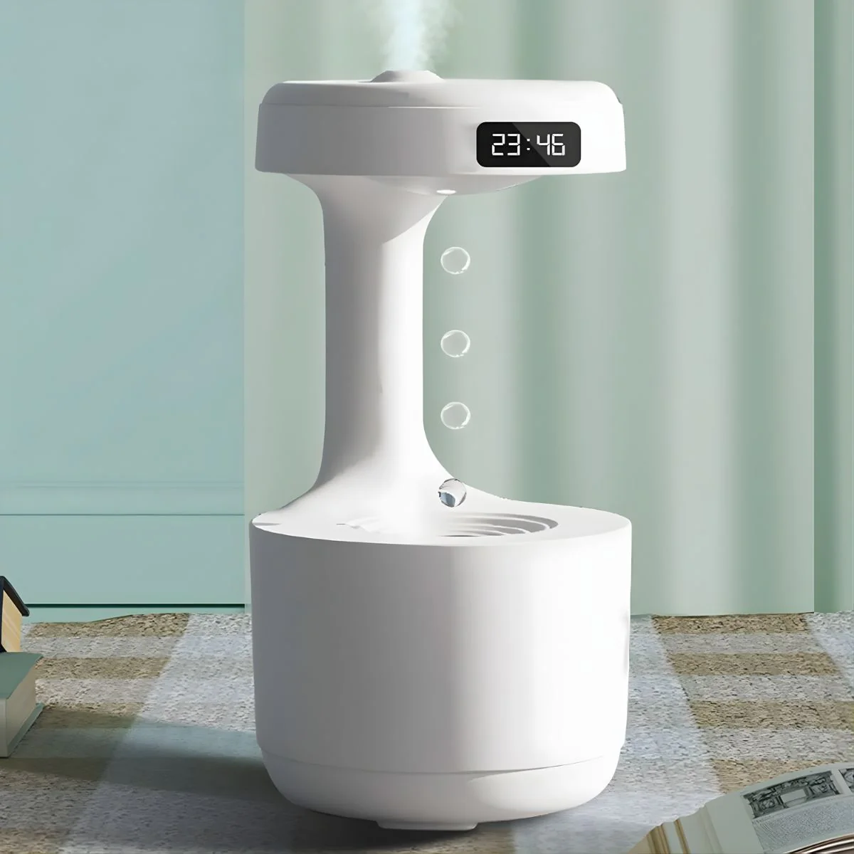 Humidificador Inteligente Con Pantalla LED Con Efecto De Gotas Flotantes. Recargable Por USB. Capacidad Del Tanque De 800Ml.