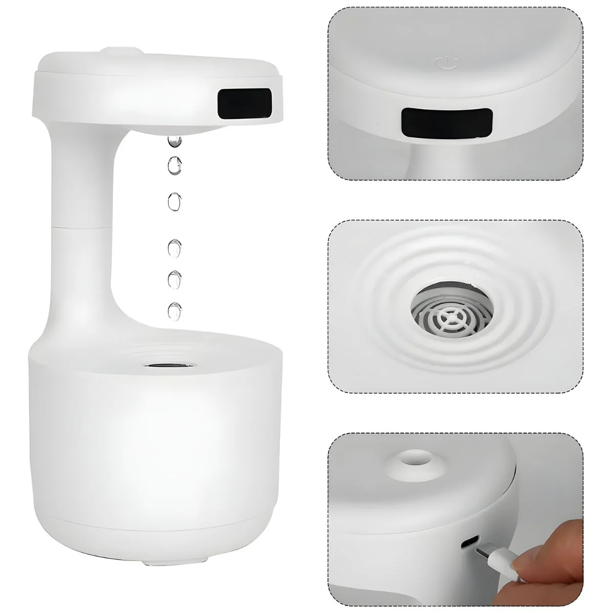 Humidificador Inteligente Con Pantalla LED Con Efecto De Gotas Flotantes. Recargable Por USB. Capacidad Del Tanque De 800Ml. - Image 5
