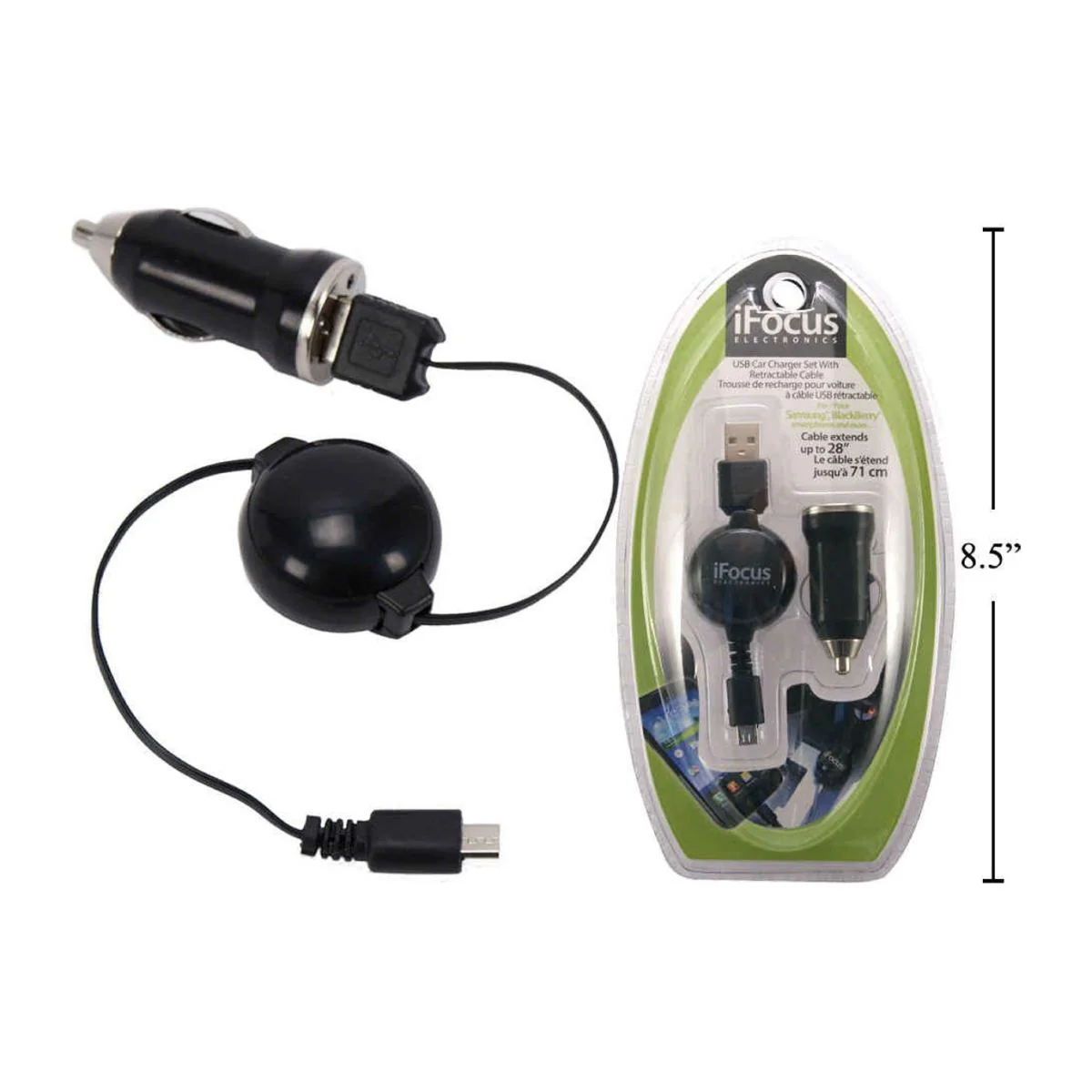 I Focus, Juego De Cargador De Coche MICRO USB Retráctil - Image 4