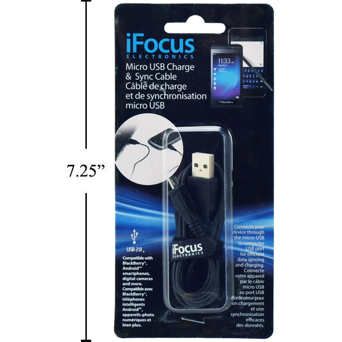 Ifocus, 1 M. Cable De Carga Y Sincronización Mirco Para Android / Blackberry, Blist Deslizante - Image 6