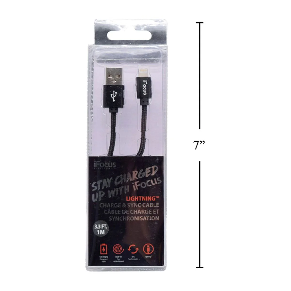 Ifocus, 1M Cable De Carga Y Sincronizacion, Negro, Caja De Pvc + Bandeja (HZ) - Image 2
