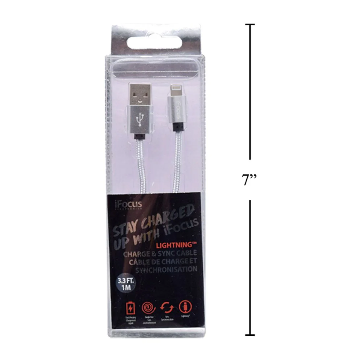 Ifocus, 1M Cable De Carga Y Sincronizacion, Plateado, Caja De Pvc + Bandeja - Image 4