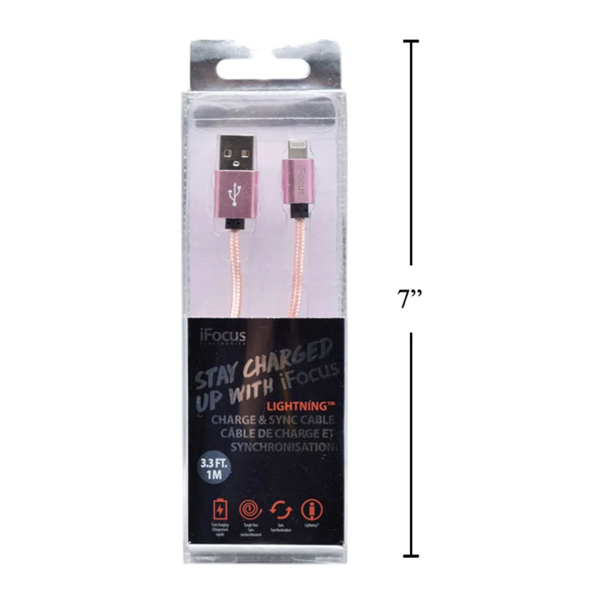 Ifocus, 1M Cable De Carga Y Sincronizacion, Rose Gold, Caja De Pvc + Bandeja - Image 2