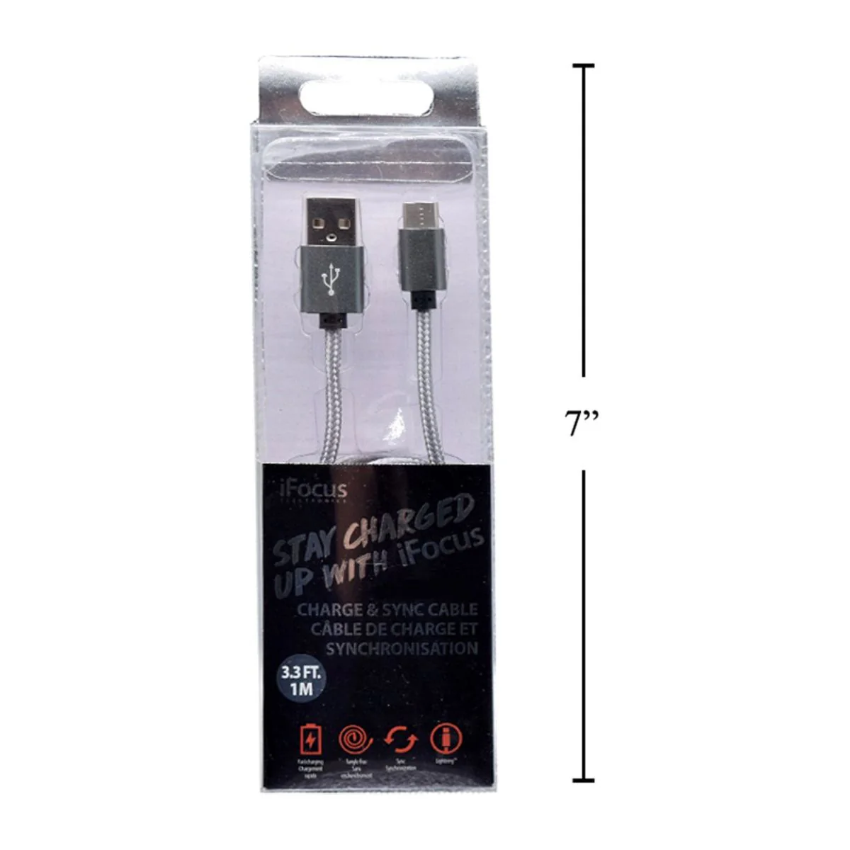 Ifocus, Cable De Carga Y Sincronización 1M Tipo C, Gris, Caja De Pvc + Bandeja - Image 2