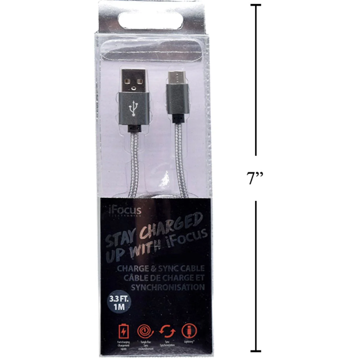 Ifocus, Cable De Carga Y Sincronización 1M Tipo C, Gris, Caja De Pvc + Bandeja - Image 7