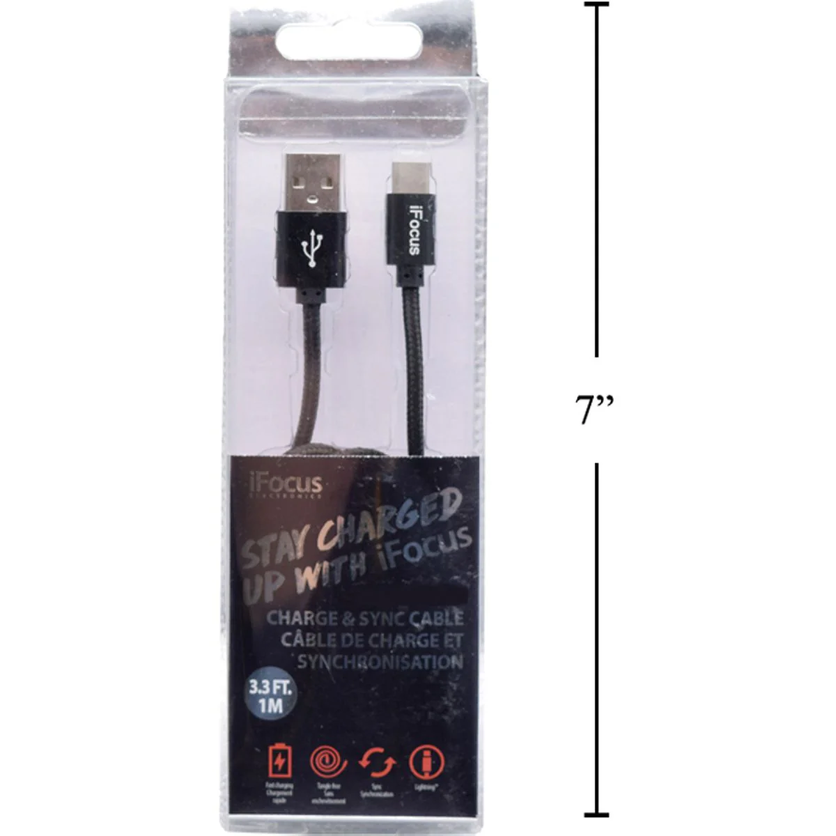 Ifocus, Cable De Carga Y Sincronización 1M Tipo C, Negro, Caja De Pvc + Bandeja (HZ) - Image 4