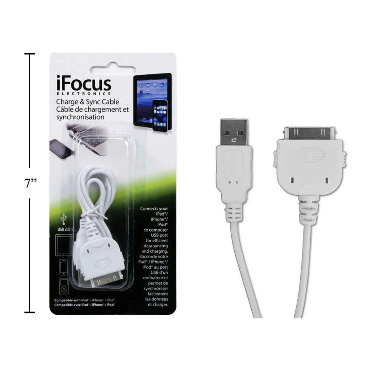 Ifocus, Cable De Carga Y Sincronización De 3 Pies Para Ipad / Iphone / Ipod, Ios 8.4, S / B - Image 4