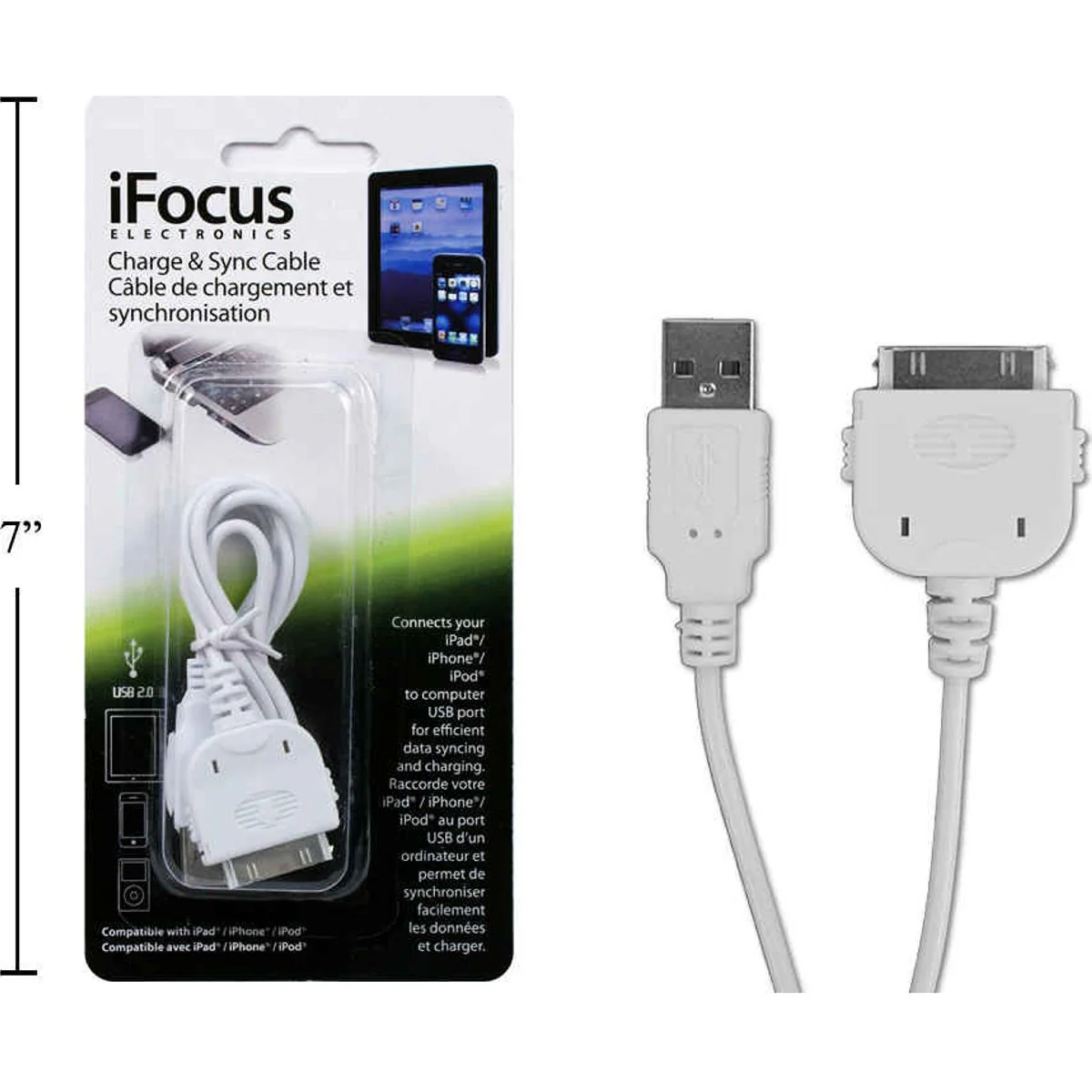 Ifocus, Cable De Carga Y Sincronización De 3 Pies Para Ipad / Iphone / Ipod, Ios 8.4, S / B - Image 7