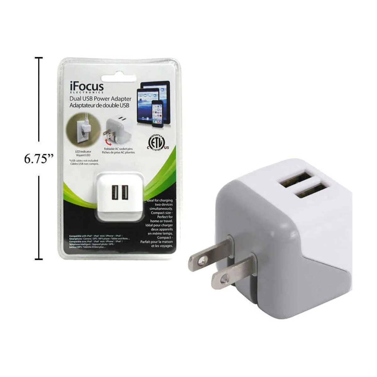 Ifocus, Cargador De Pared USB Dual, Blanco, 5V, Salida 2.1A - Image 5