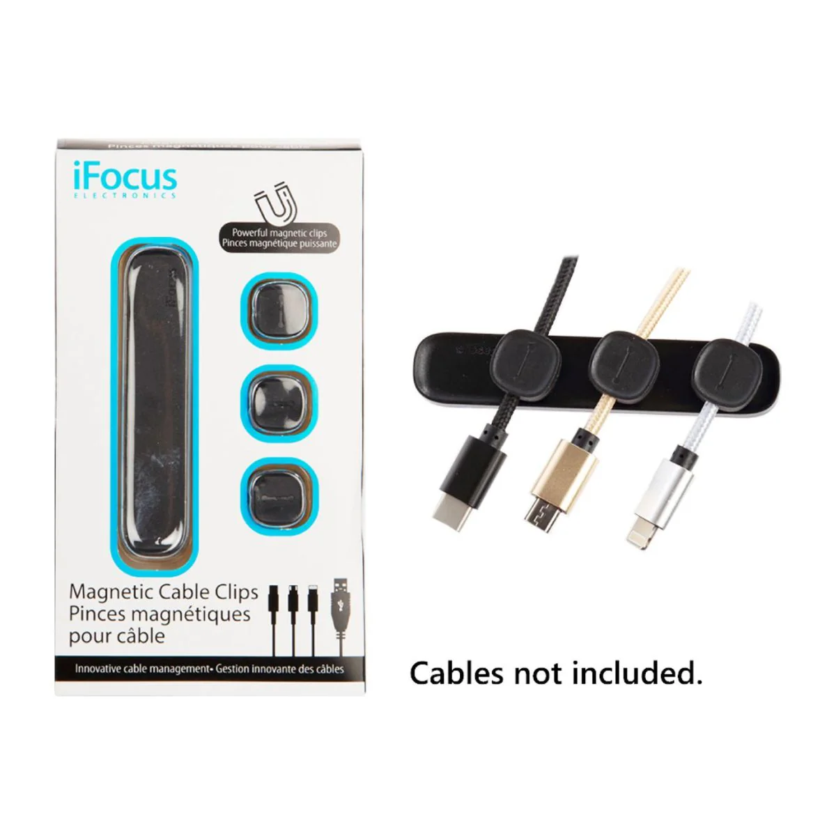 Ifocus, Clip Magnético Organizador Para Cable De 3 Piezas, Negro, Cbx - Image 3