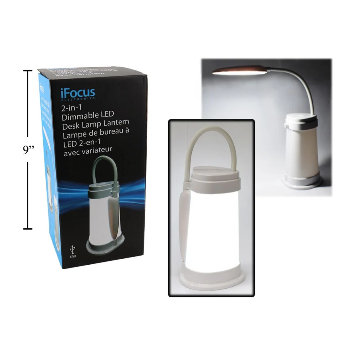 Ifocus, Lámpara De Escritorio LED Regulable 2 En 1, Linterna, USB Y B / O, Blanco, Cbx - Image 4