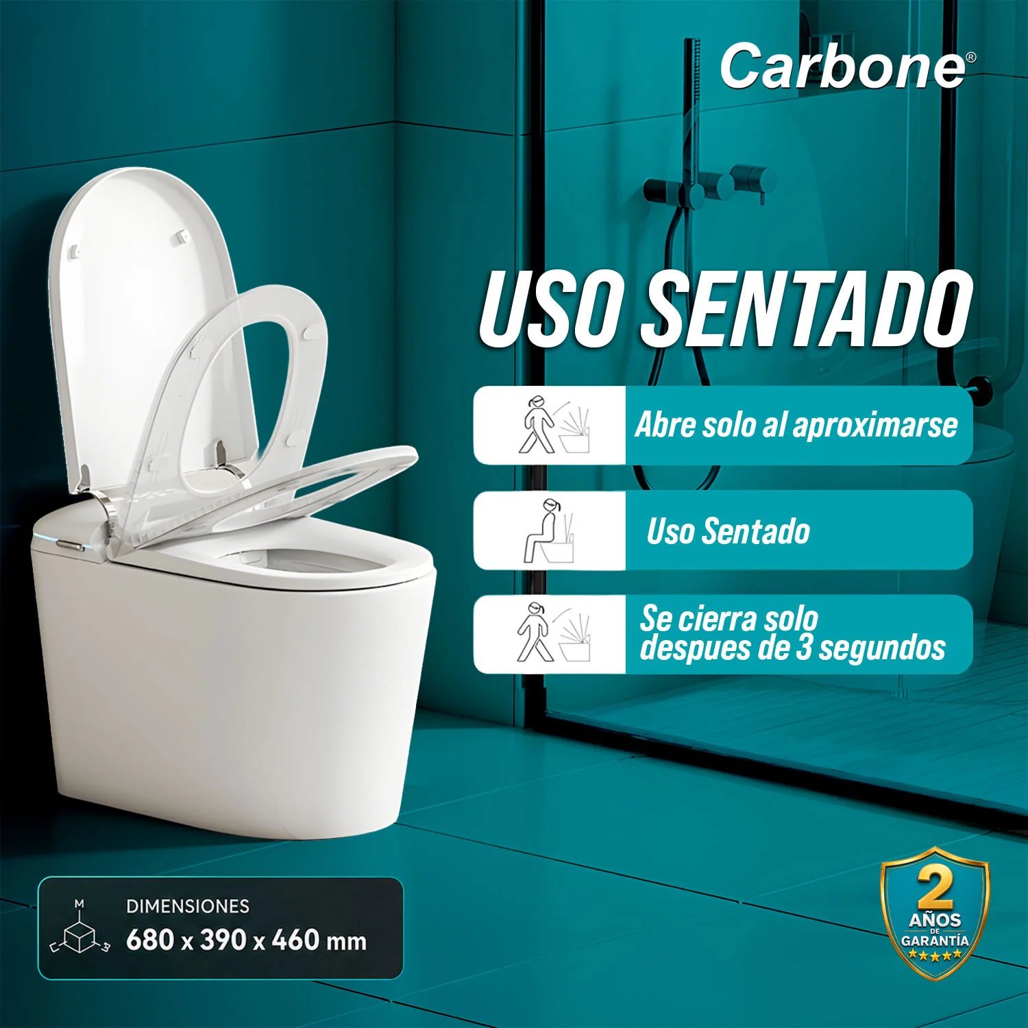 Inodoro Inteligente Pro Smart Toilet One Piece Con Bidet Eléctrico 110V/60Hz Manual Y Control Remoto Multifunción Diseño Premium Alta Calidad 680X390x460mm - Image 2