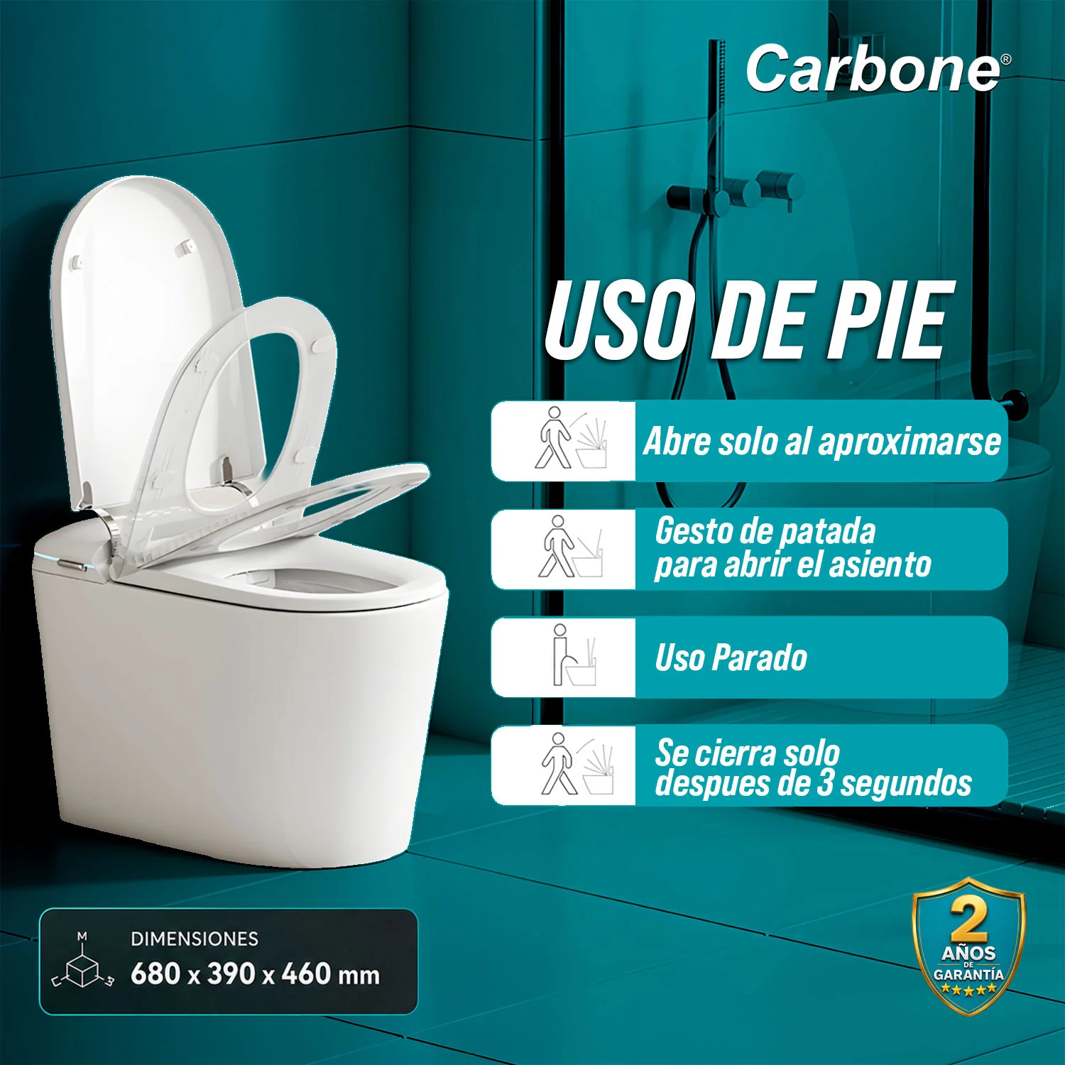 Inodoro Inteligente Pro Smart Toilet One Piece Con Bidet Eléctrico 110V/60Hz Manual Y Control Remoto Multifunción Diseño Premium Alta Calidad 680X390x460mm - Image 3