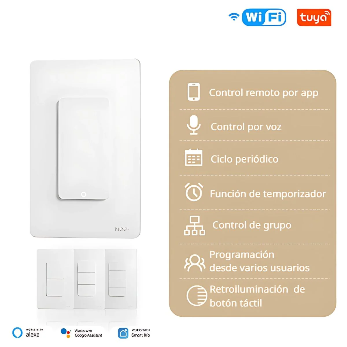 Interruptor Inteligente Wifi De Pared Con Neutro De 4 Botones Compatible Con Alexa Y Google Assistant.10A. 90-240V. 50-60 Hz - Image 4
