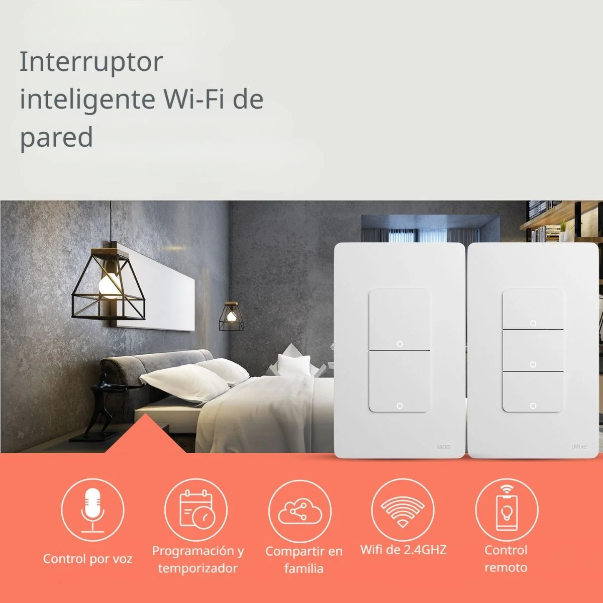 Interruptor Inteligente Wifi De Pared Con Neutro Doble Compatible Con Alexa Y Google Assistant.10A. 90-240V. 50-60 Hz - Image 2