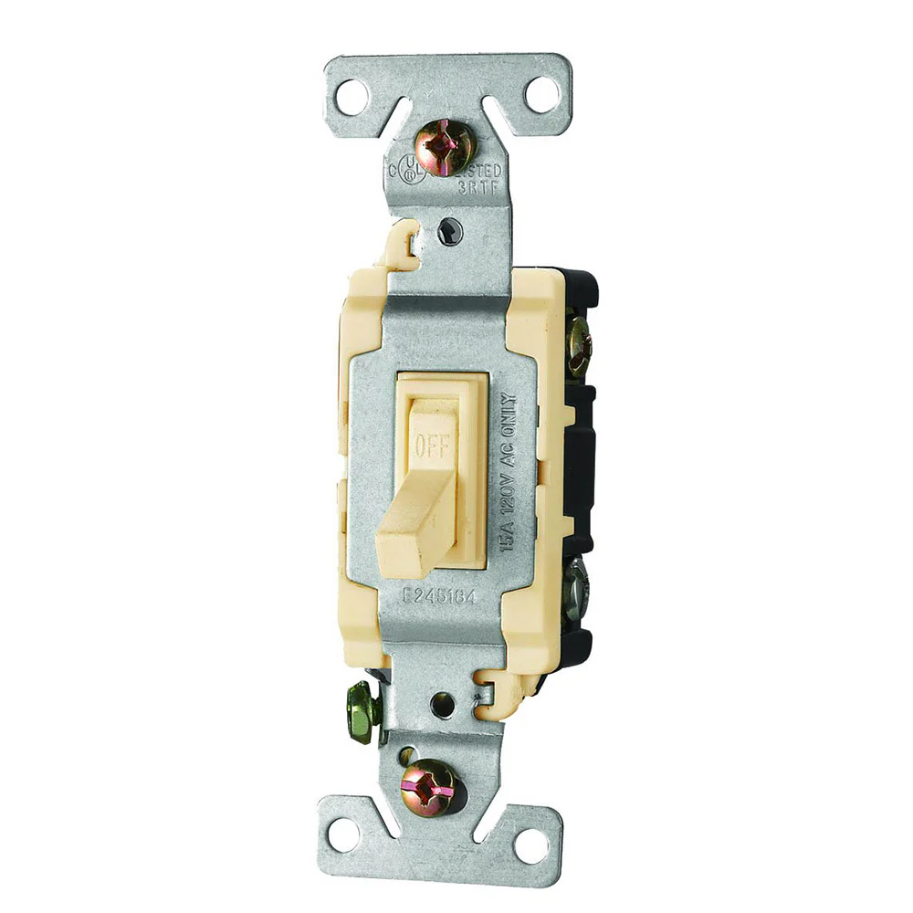Interruptor Sencillo De 3 Vías 2 Polos 15A 120-277Volt. 60Hz. Incluye Tornillos.