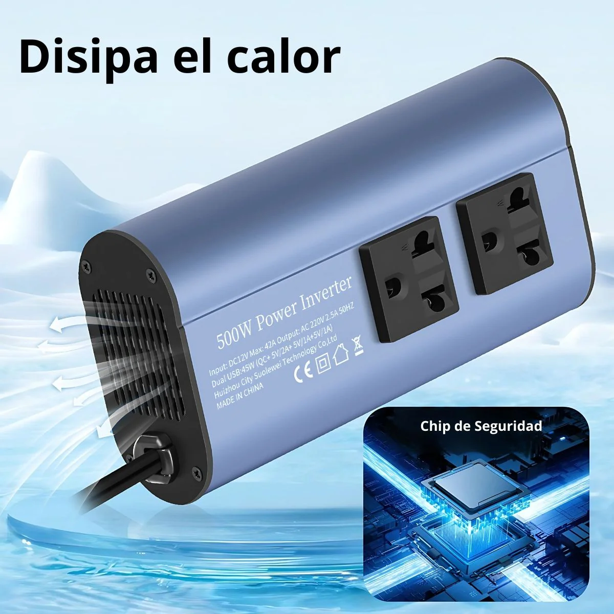 Inversor De Corriente De 500W Para Automóvil, Diseñado Para Convertir La Energía De 12V Del Encendedor De Cigarrillos De 500W Para Auto - Image 3