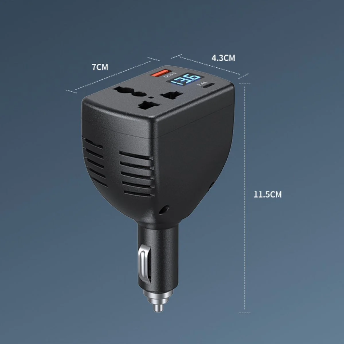 Inversor De Corriente Para Auto 150W 12V/24V A 110V/220V Con USB QC 3.0 Y USB-C, Pantalla LED Digital Y Protección Inteligente - Image 6