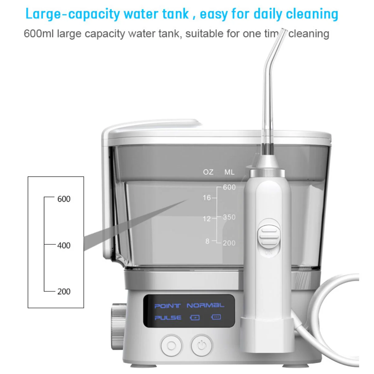 Irrigador Bucal Eléctrico Con 10 Niveles De Presión Y 6 Boquillas. Tanque De 600Ml Y Almacenamiento Higiénico. - Image 2