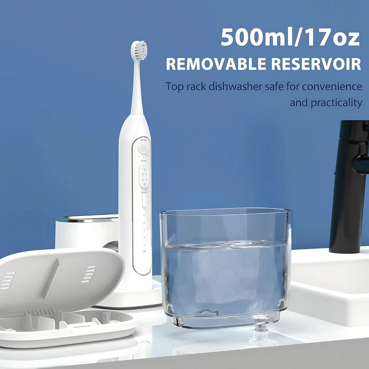 Irrigador Bucal Y Cepillo Dental Eléctrico 2 En 1. Con Vibración Sónica Y Tanque De 500Ml. Limpieza Dental Profesional En Casa. - Image 4