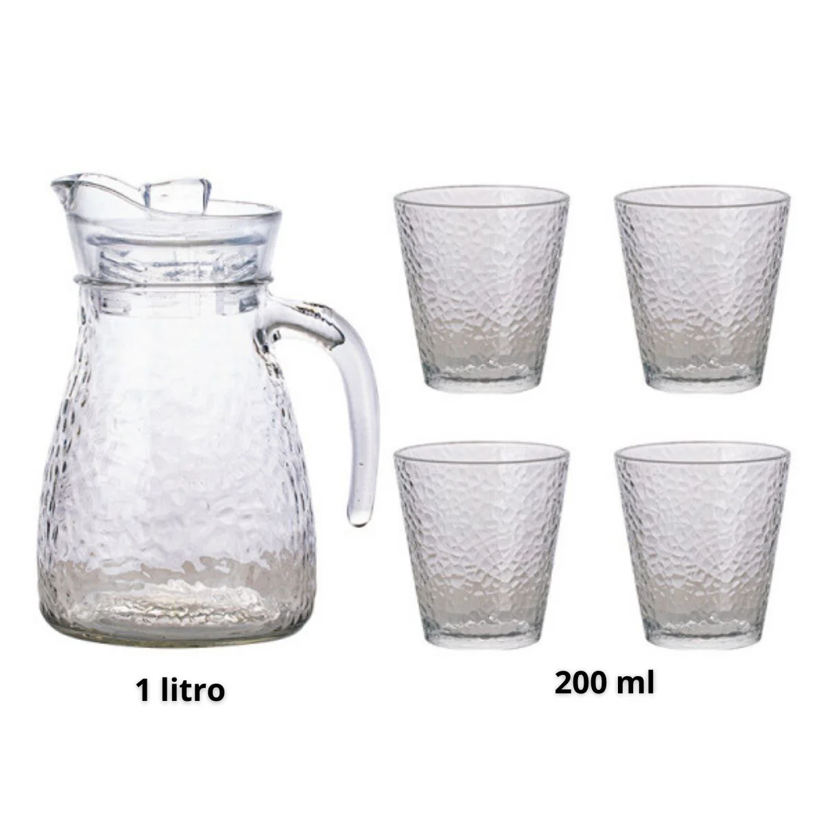 Jarra De Vidrio 1L Y Vasos 200 Ml (4 Unds) - Image 2
