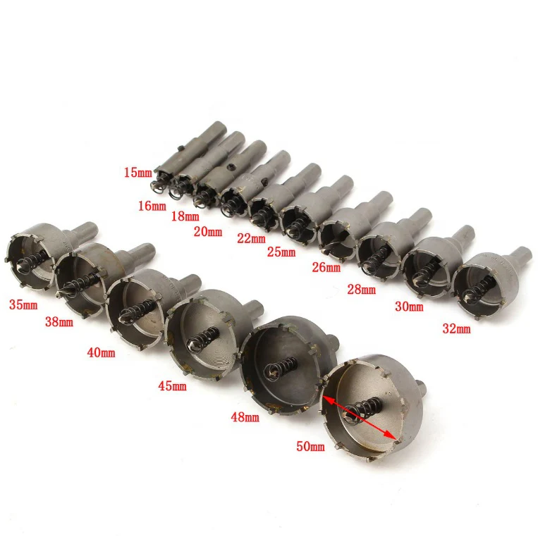 Juego 16Pcs Brocas Circulares TCT 15/16/18/20/22/25/26/28/30/32/35/38/40/45/48/50Mm Para Acero Inoxi - Image 2