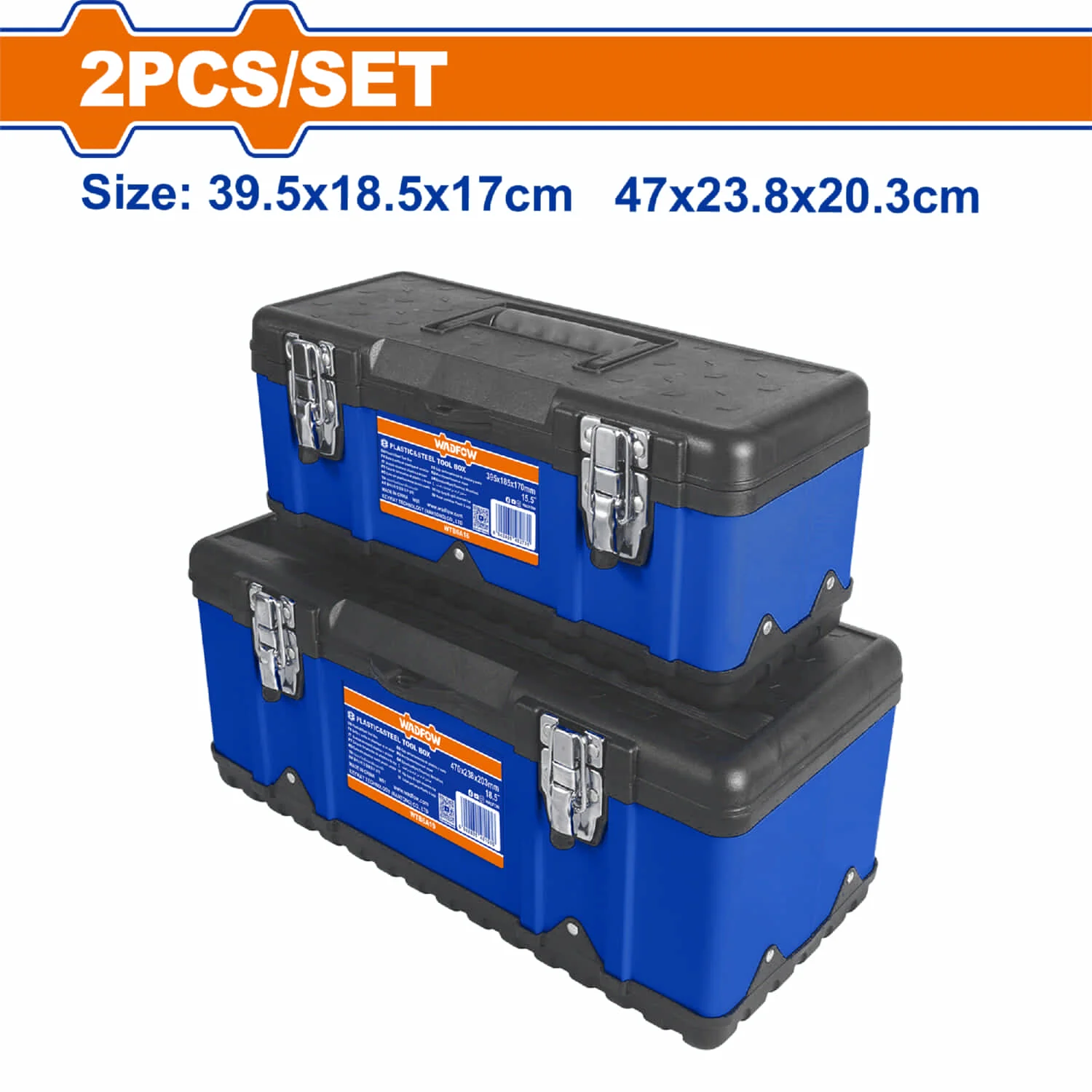 Cajas De Herramientas Plásticas Y Acero Tamaño: 39.5X18.5X17cm Y 47X23.8X20.3Cm Con Bandeja Set 2 Pzas.