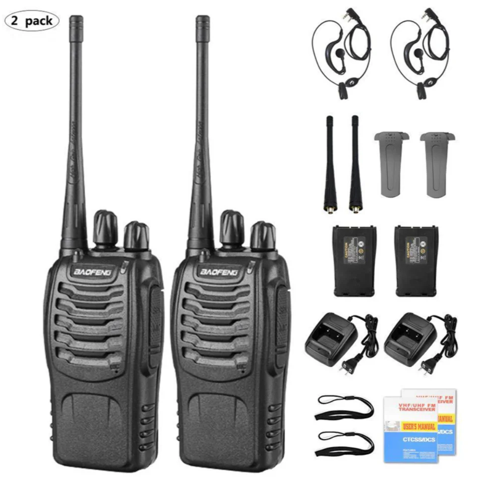 Radios Walkie Talkie Baofeng BF-888S Manos Libres Negro. Con 16 Canales. (Pack De 2)