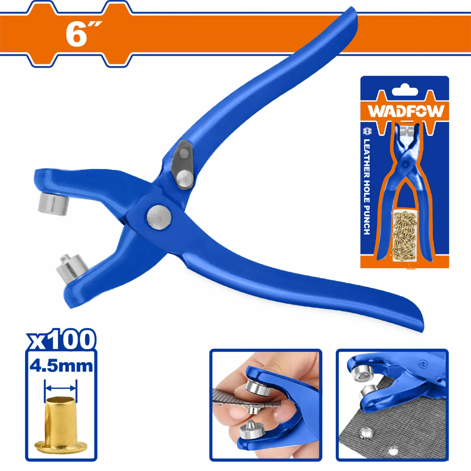 Alicate Para Ojales 6" Diámetro 4.5Mm Incluye Accesorios. Idel Para Tela, Cuero, Lona Y Plástico. Pinza