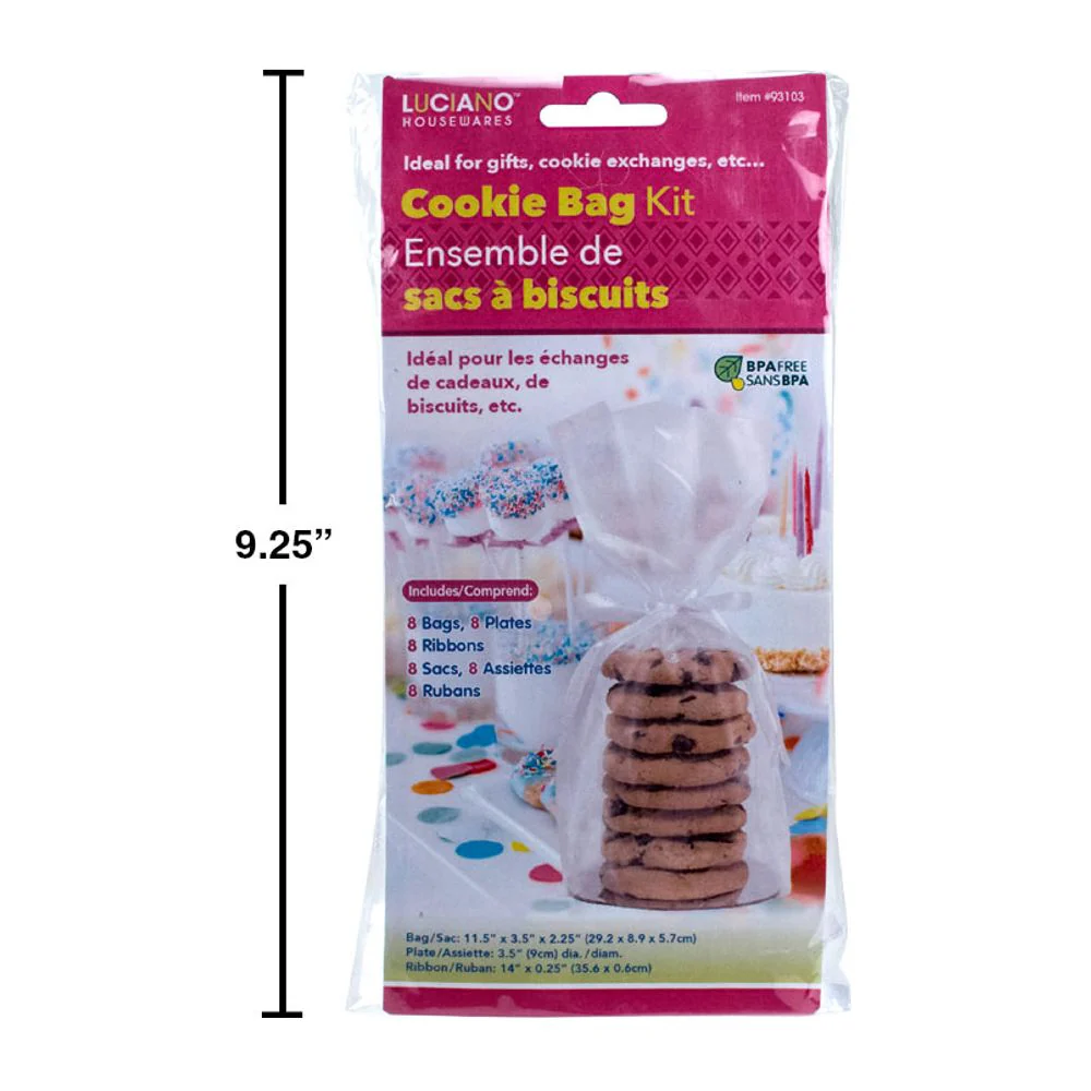 Juego De Bolsas Para Galletas Luciano De 24 Pzs, 8 Bolsas + 8 Platos + 8 Cintas, Inserto Col. (CS) - Image 2