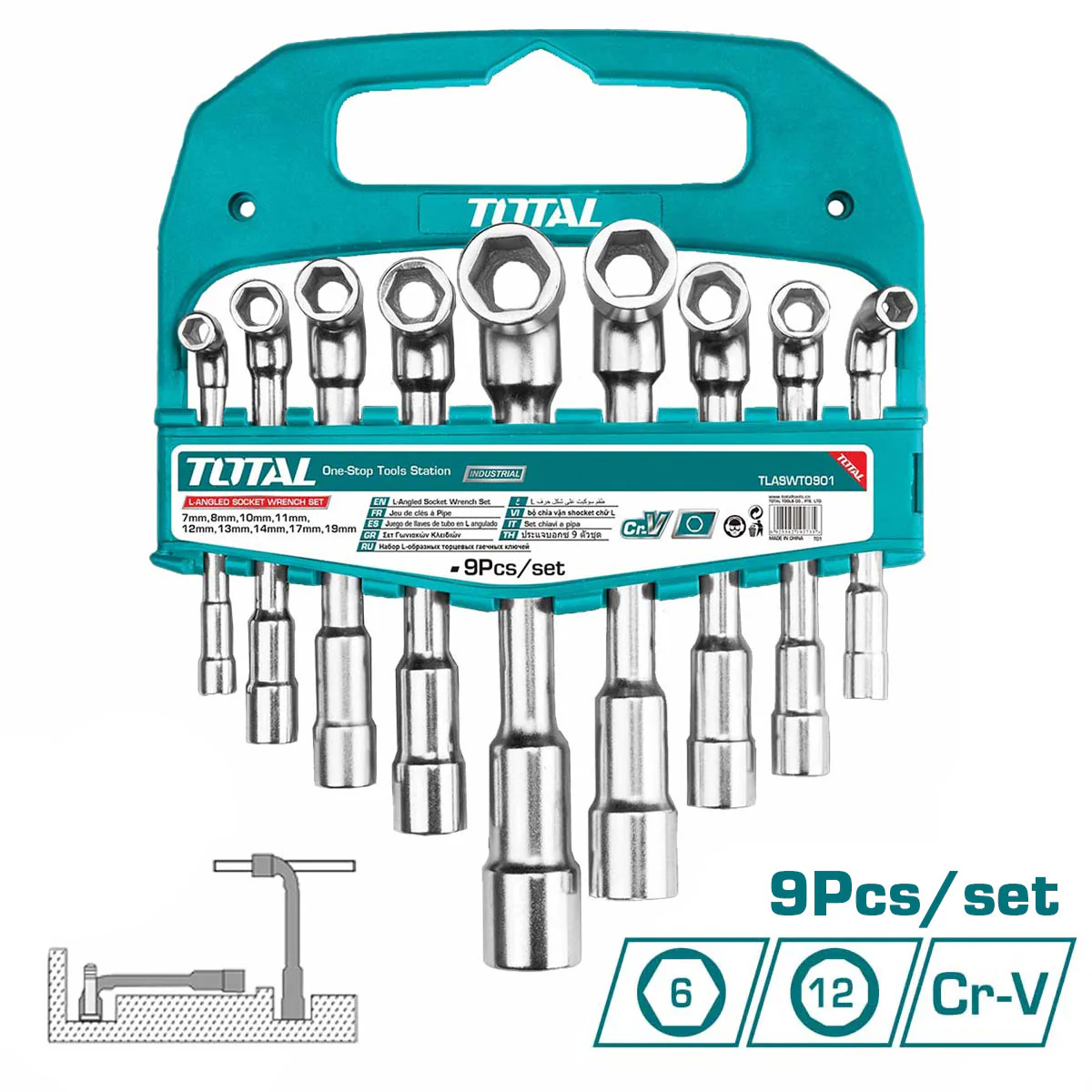 Juego De Llaves En L Para Sockets De 09 Piezas. Cr-V. Acero Industrial.