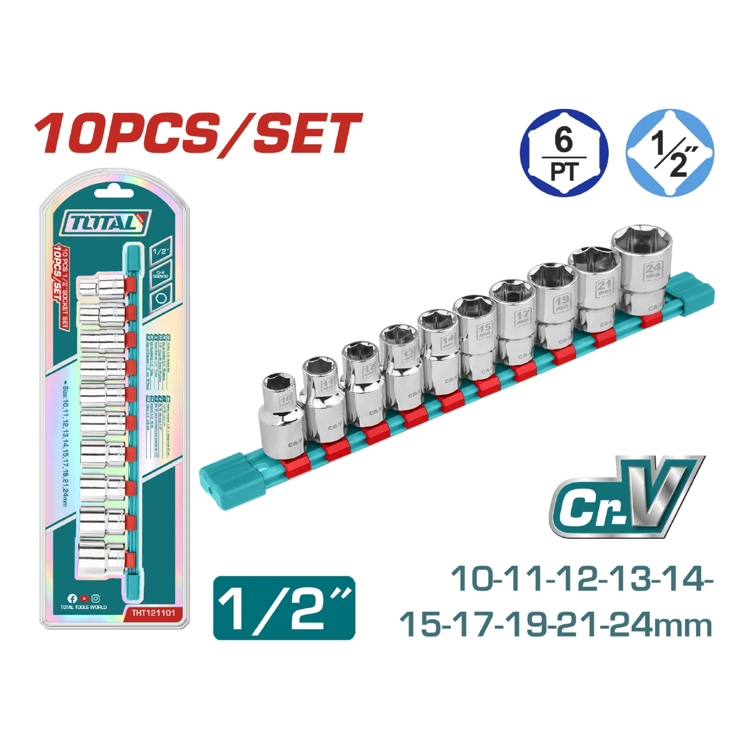 Juego De Socket Dados 10PCS  1/2" , 50BV30 Acero Crv De Alta Calidad - Image 2