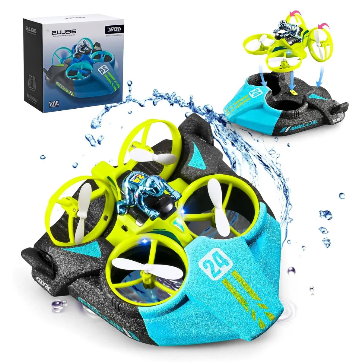 Juguete 3 En 1 Para Niños Con Control Remoto: Auto, Dron Volador Y Lancha Acuática.