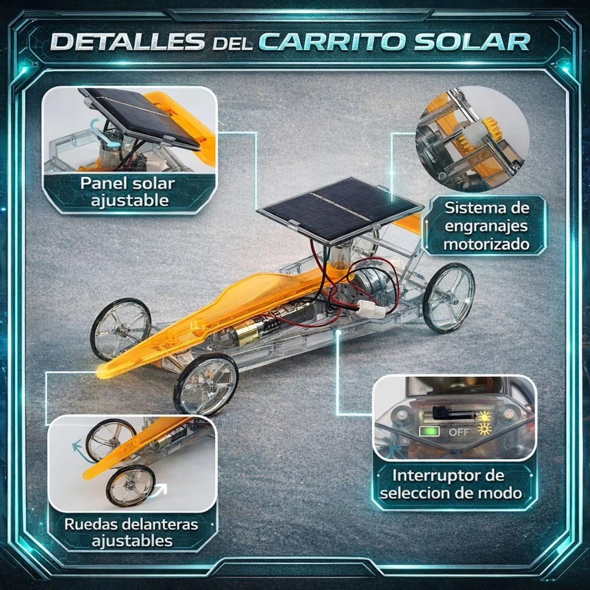 Juguete Auto Solar Educativo Armable Para Niños. Coche De Carreras Con Energía Solar Y Batería. Juguete STEM De Ensamblaje Científico - Image 4