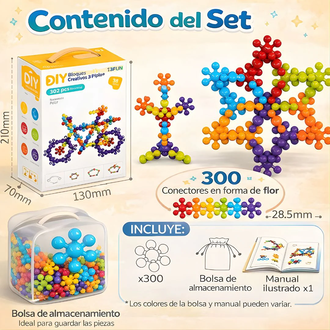 Juguete Creativo 3D Para Diversión Educativa Y Motricidad Fina. Bloques De Construcción De Copos De Nieve Para Niños De 302 Piezas. - Image 2