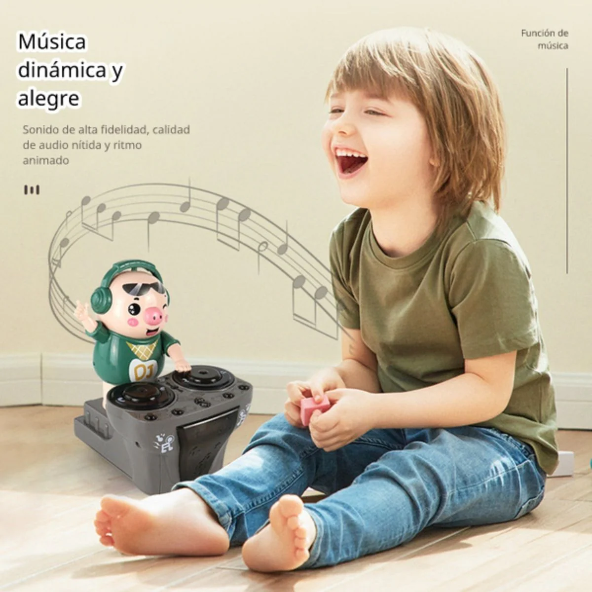 Juguete Dj Cerdito Musical Infantil Con Movimiento De ABS Alta Resistencia. Juguete Divertido Para Niños Con Música Y Luces. Recargable - Image 2
