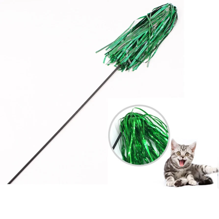 Juguete Para Gato Varita Con Cintas. Color Verde Tamaño 50Cm - Image 2