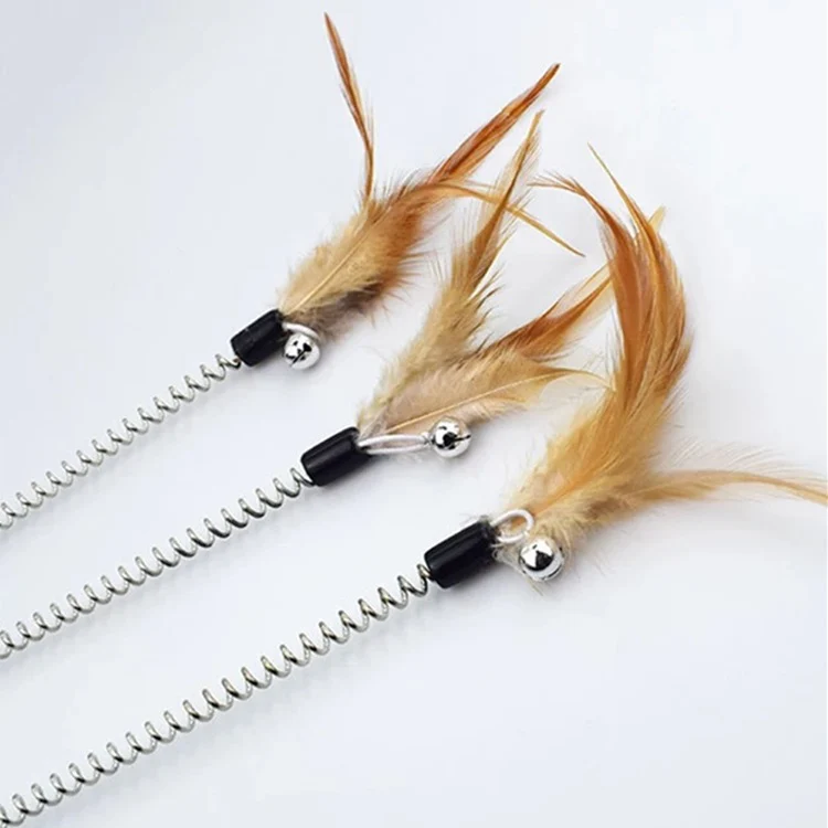 Juguete Para Gato, Varita De Resorte Con Plumas Incluye Chupon Para Fijar Al Piso 32Cm De Largo - Image 2