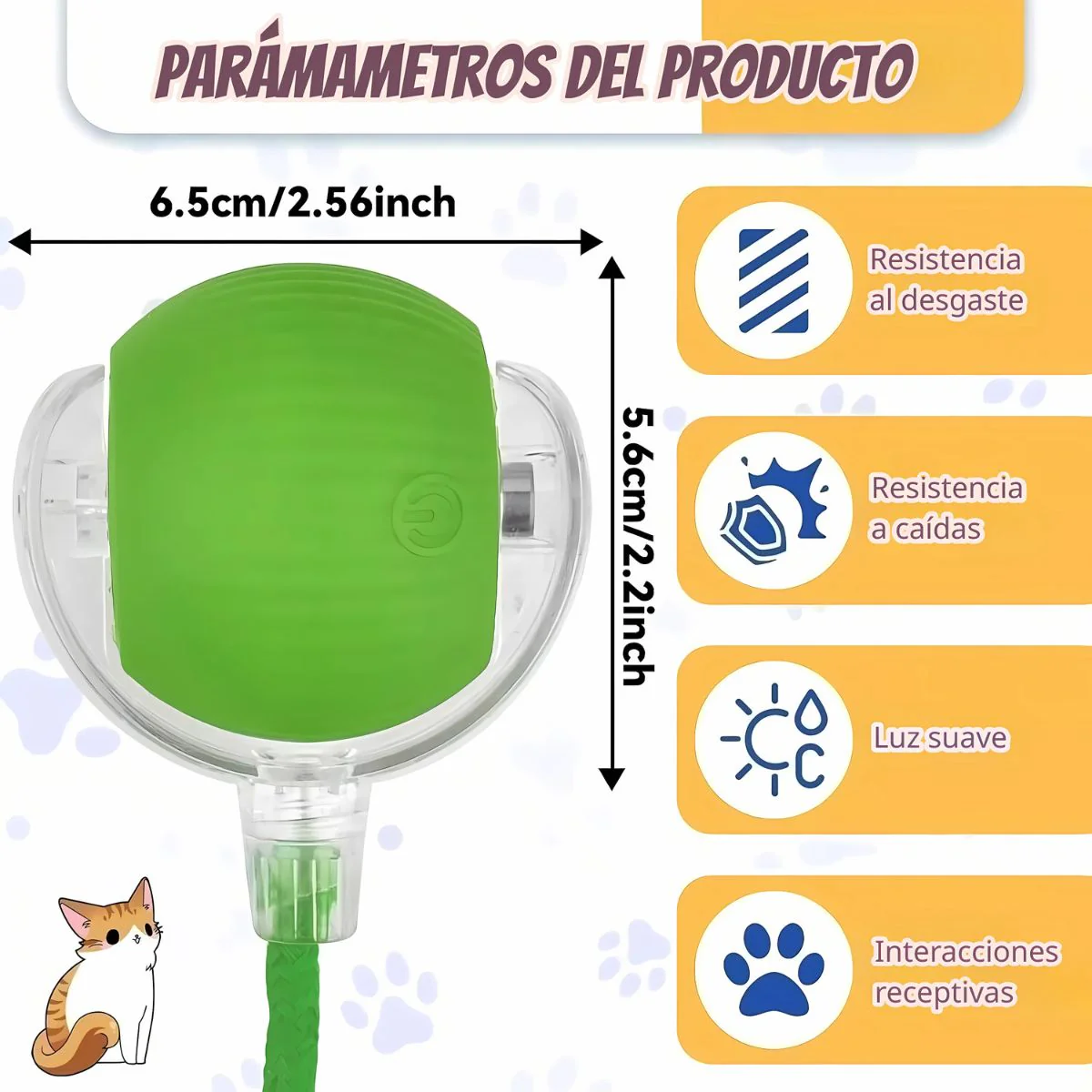 Juguete Para Gatos. Pelota Con Movimiento Automático Y Cuerda. 3 Modos De Juego. - Image 2