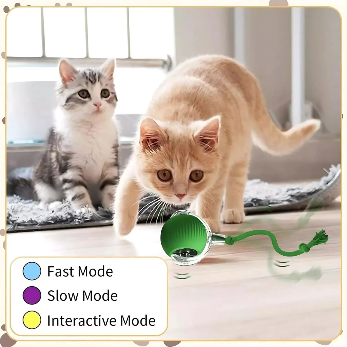 Juguete Para Gatos. Pelota Con Movimiento Automático Y Cuerda. 3 Modos De Juego. - Image 4