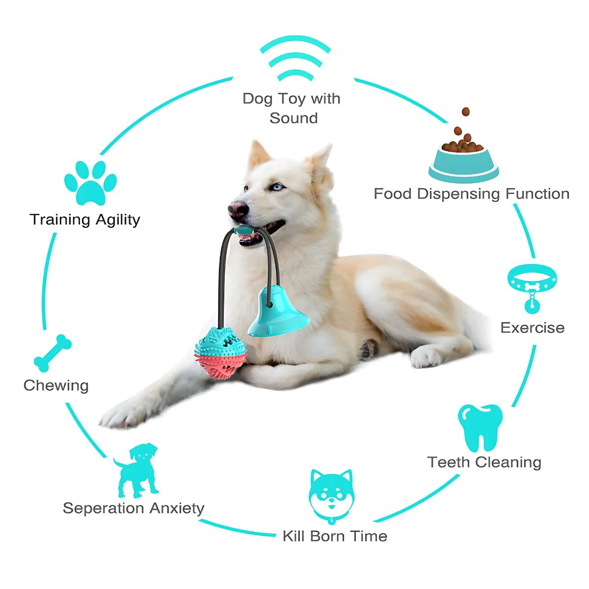 Juguete Para Perros Con Ventosa, Dispensador De Comida Y Limpieza Dental. Pelota Para Mascotas. - Image 2