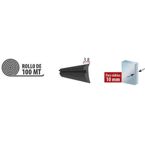 Junta De Acristalar De 1.5 Mm.  EPDM Alta Calidad. Se Vende Rollo De 100 Mts. Color Negro. - Image 3