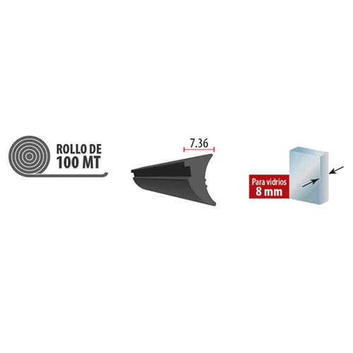 Junta De Acristalar De 4 Mm. EPDM Alta Calidad. Se Vende Rollo De 150 Mts. Color Negro. - Image 5