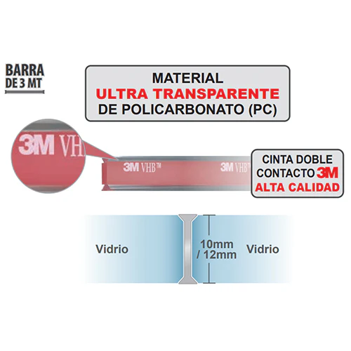 Junta Ultra-Transparente De Vidrio-Vidrio De 10 Mm. 3 Mt - Image 2