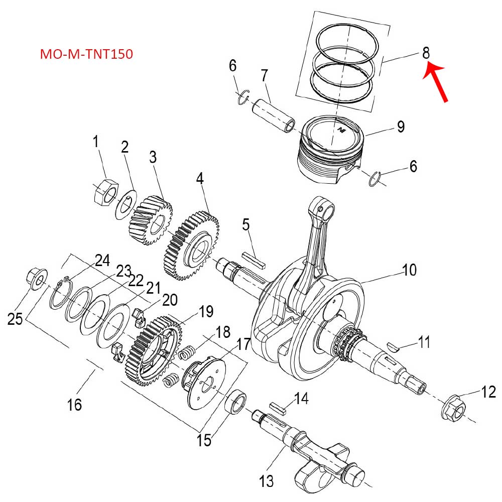 Kit De Anillos Del Piston (TNT150) - Image 2