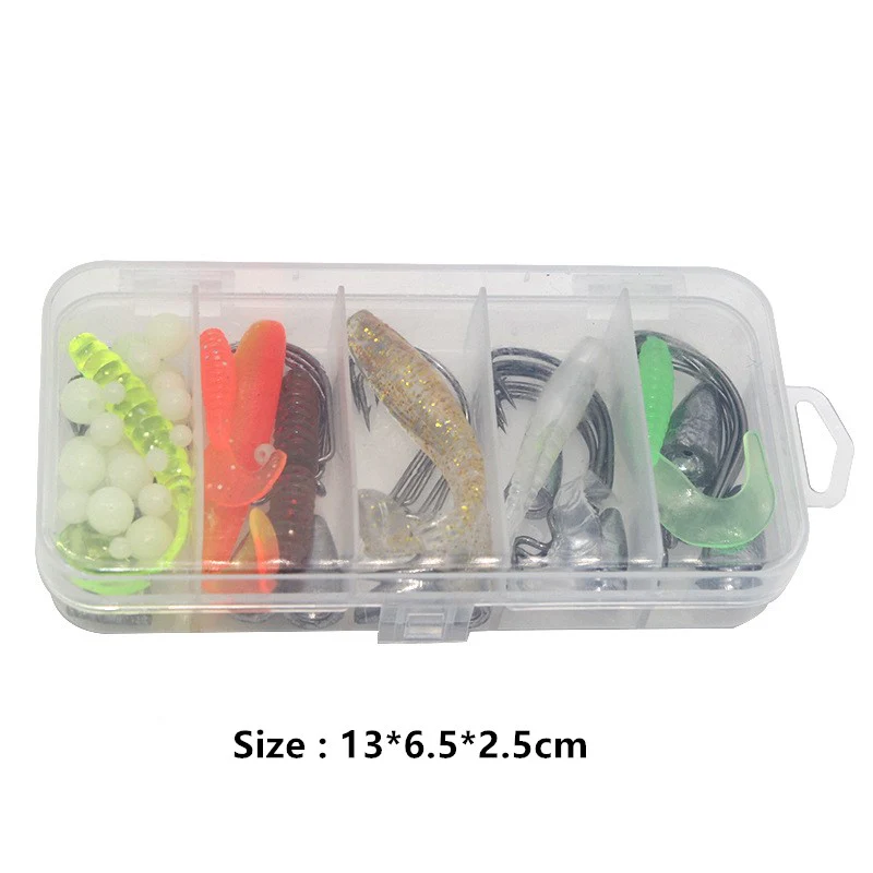 Kit De Anzuelos Y Señuelos Suaves 73 Pcs. - Image 4