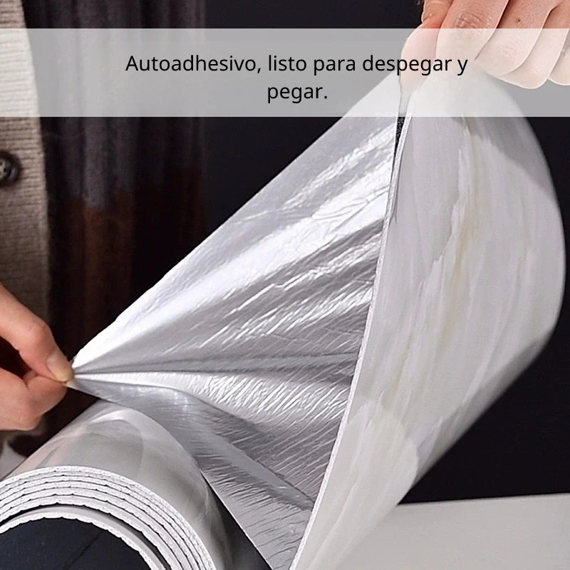 Rollo Lámina Decorativa Autoadhesiva PU. Panel 1.20×2.80M×2.4Mm Acabado Liso Brillante, Color Marmol Gris - Image 3